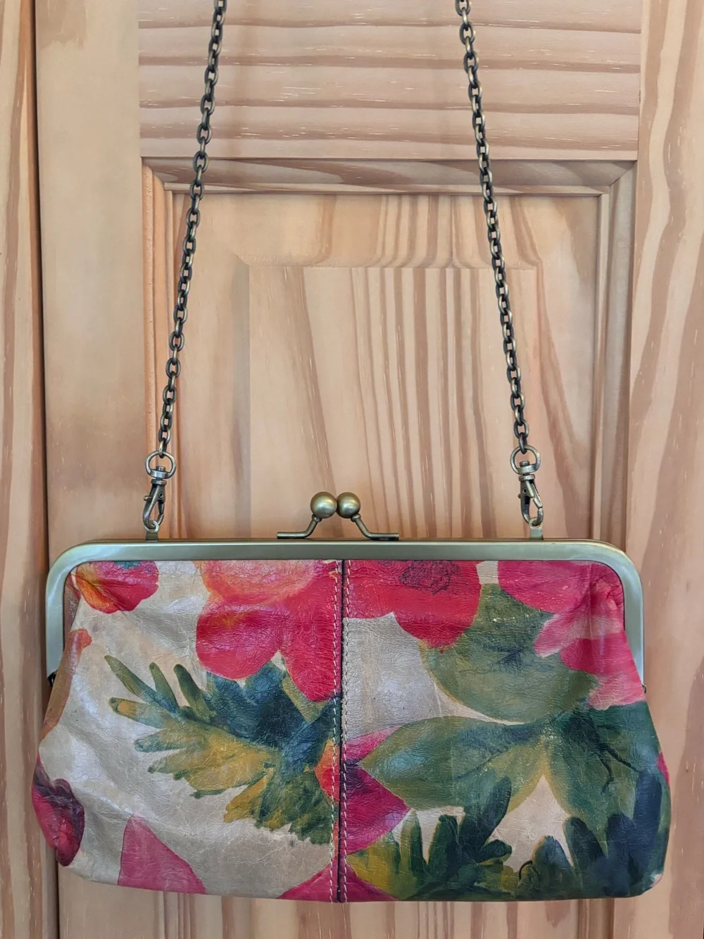 Patrica Nash Floral Print Leather Frame Clutch Purse